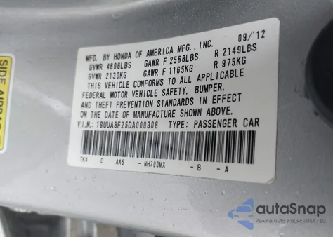 2013 Acura Tl 3.5 from USA, damaged, VIN 19UUA8F25DA000308